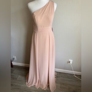 NWT Azazie Dallas One Shoulder A-Line Chiffon Bridesmaid Dress Womens 4 Rose